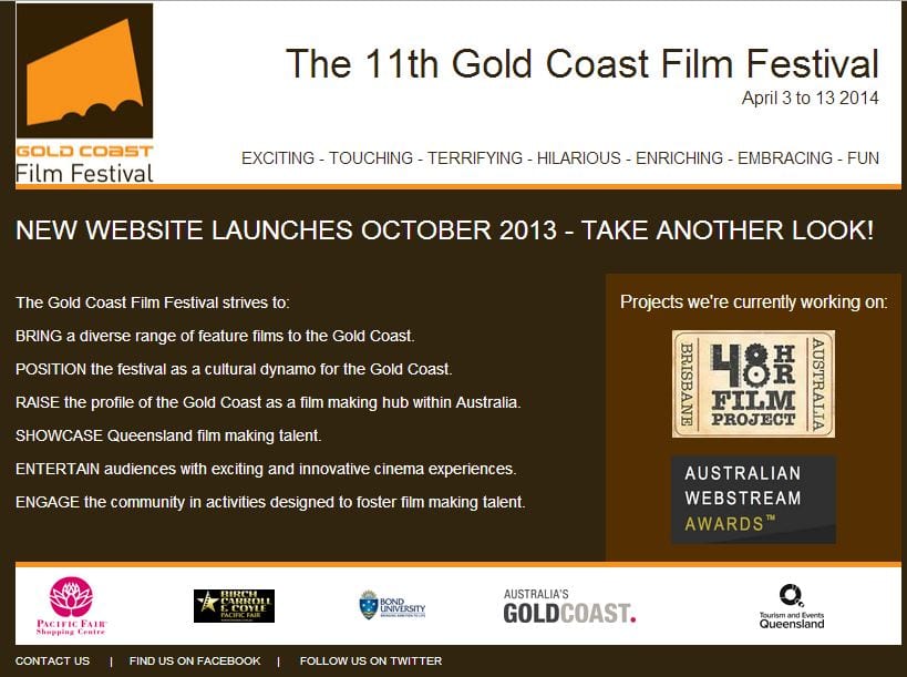 Gold Coast Film Festival 2014 Website Set to Go Live Later This Month 1 GCFF14