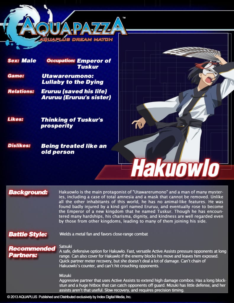 ATLUS Show Off "Team Utawarerumono" and Release New Character Cards for AquaPazza 1 Char-sheet_Hakuowlo