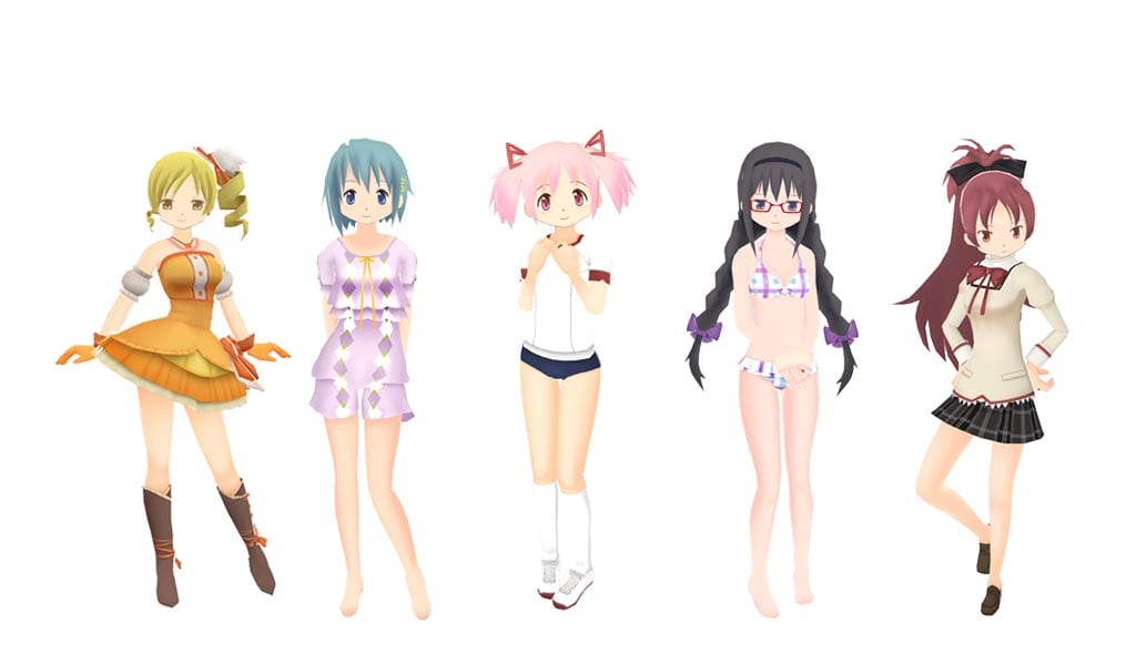 Latest Set of Screenshots for Puella Magi Madoka Magica: The Battle Pentagram Showcase Main Characters and Battle System 2 Girls