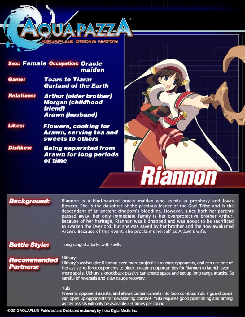 ATLUS USA Release Their Final Set of Character Cards for AquaPazza: Aquaplus Dream Match 2 Char-sheet_Riannon