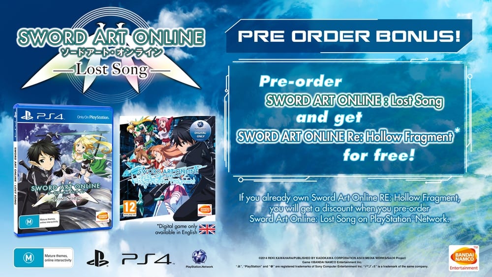Two Offers Announced for Those Looking to Purchase Sword Art Online: Lost Song 1 SAO_pre-order_result