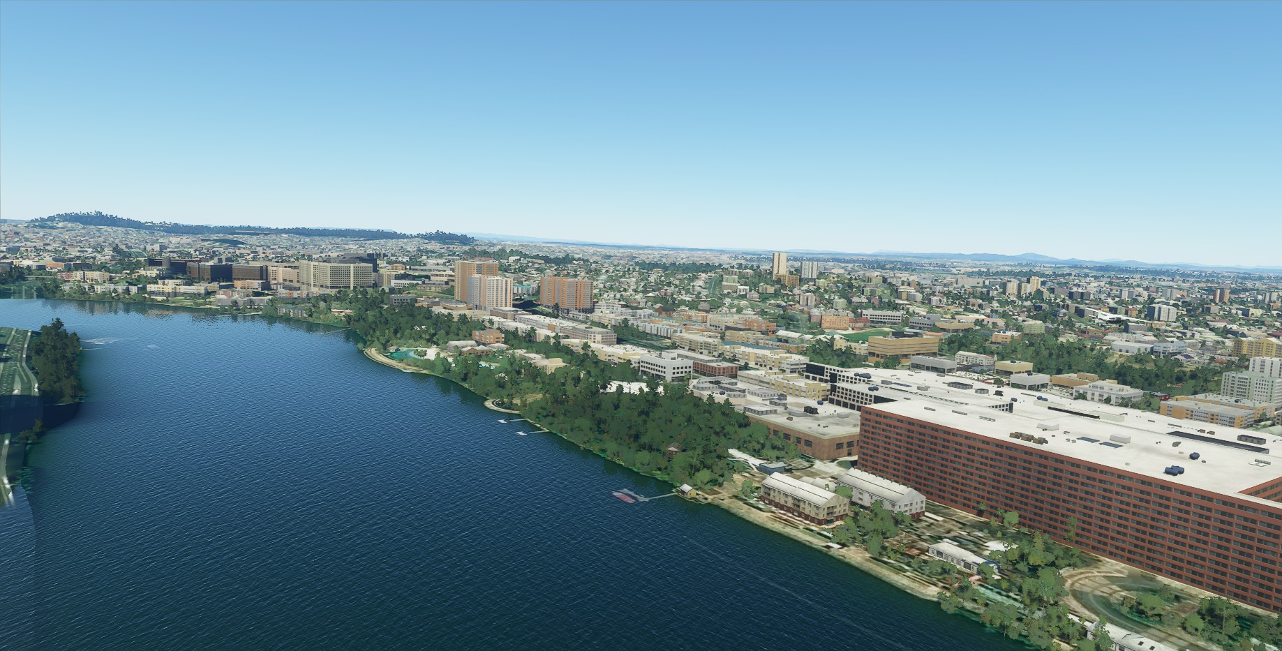 Brisbane's South Bank in Microsoft Flight Simulator 3 Brisbane's South Bank in Microsoft Flight Simulator 3