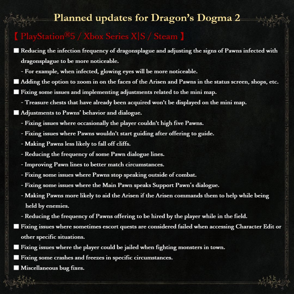 Capcom Confirm Upcoming Dragon's Dogma 2 Update 1
