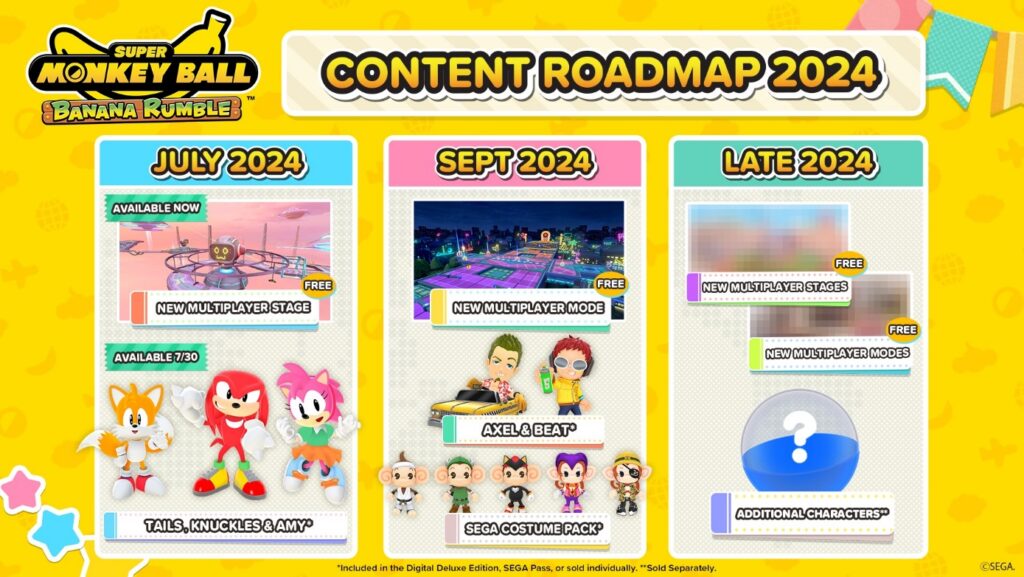 Tails, Knuckles, and Amy Join 'Super Monkey Ball Banana Rumble' via SEGA Pass DLC 1 Tails, Knuckles, and Amy Join 'Super Monkey Ball Banana Rumble' via SEGA Pass DLC 1